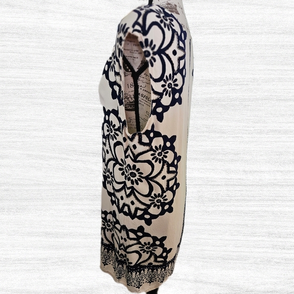 Free People Shift Dress, Geodesic Dunes Ivory Combo Beaded, Sz M - Picture 4 of 7